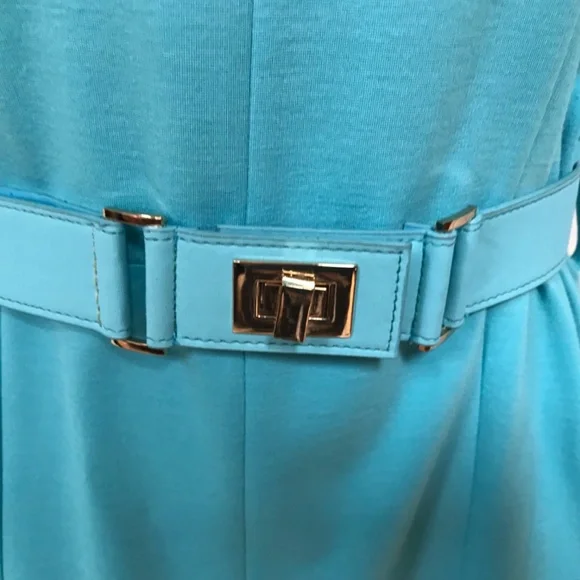 Tyler Boe Sleeveless Turquoise Belted Dress - Picture 6 of 15